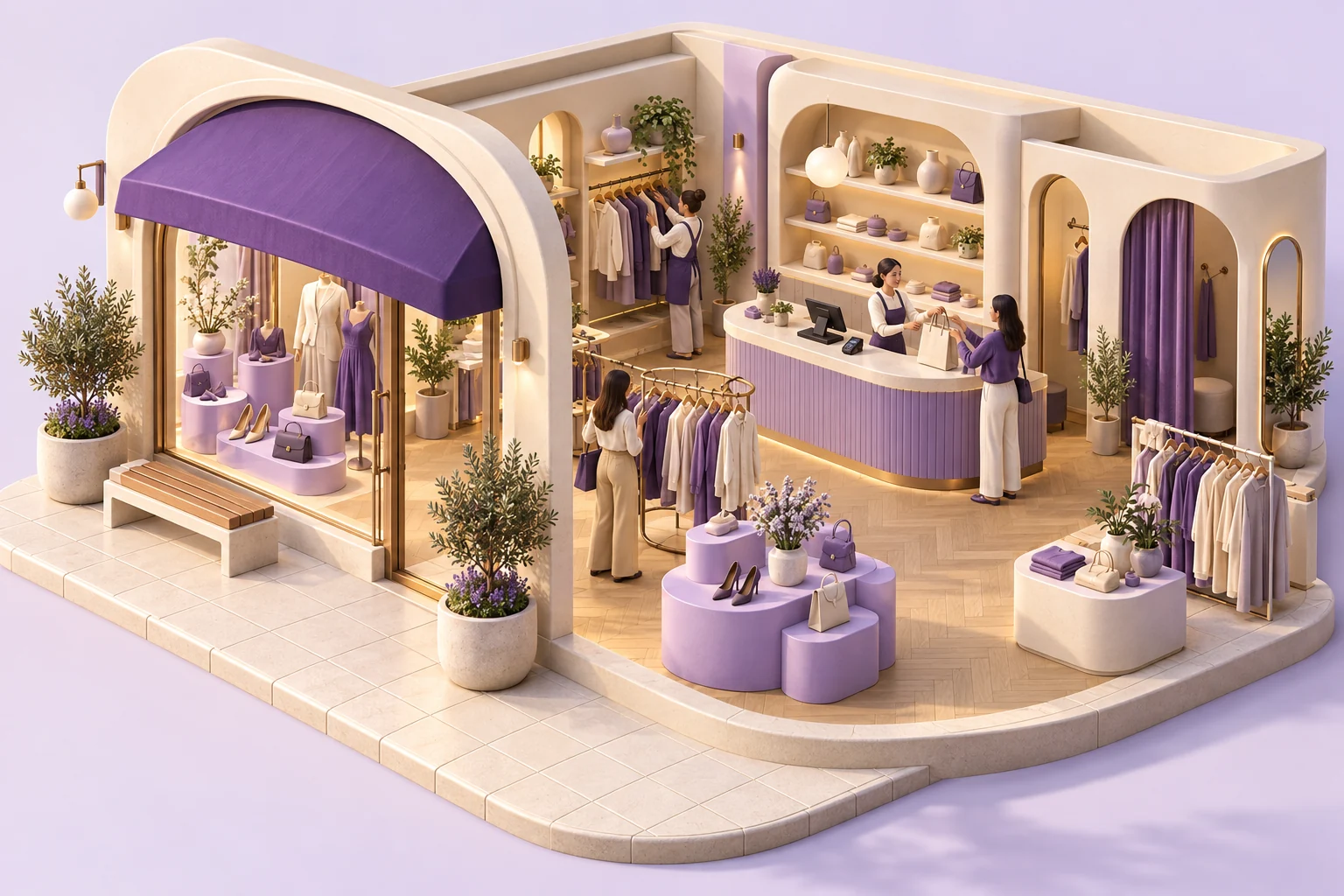 Illustrated retail operations, showing products & pricing, customer order, stock movement, sales insight